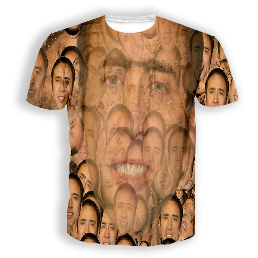 Nicolas Cage 3D Print T Shirt Men Woman Short Sleeve Streetwear