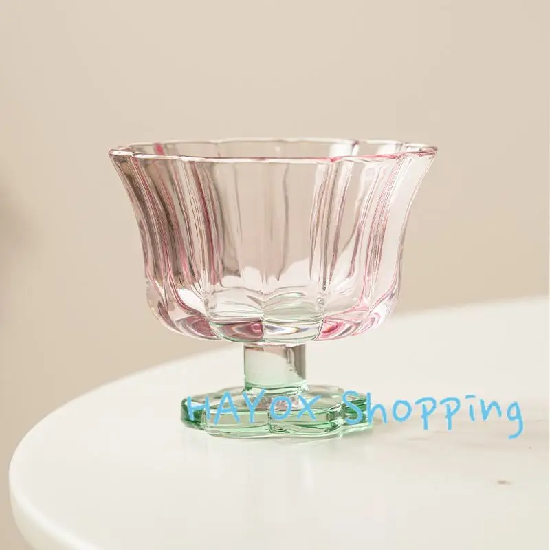 Creative Petal Small Glass Cup Dessert Cup Advanced Sense Oat Mug Glass Ladies High Appearance Level Milk Mug Juice Water Cups