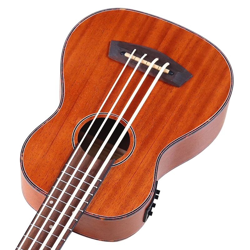 Ukulele Set Electric Ukulele Bass Guitar 30 Inch 4 String Sapele Body Brown Color Children Mini Guitar Uk Bass