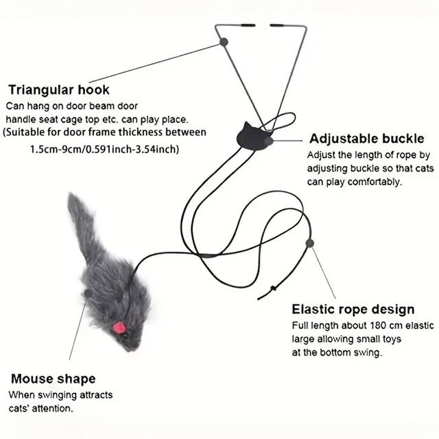 Simulation Mouse Cats Toy Funny Self-hey Hanging Door Retractable Cats Stick Scratch Rope Mouse Cat Interactive Toy Cat Supplies 2