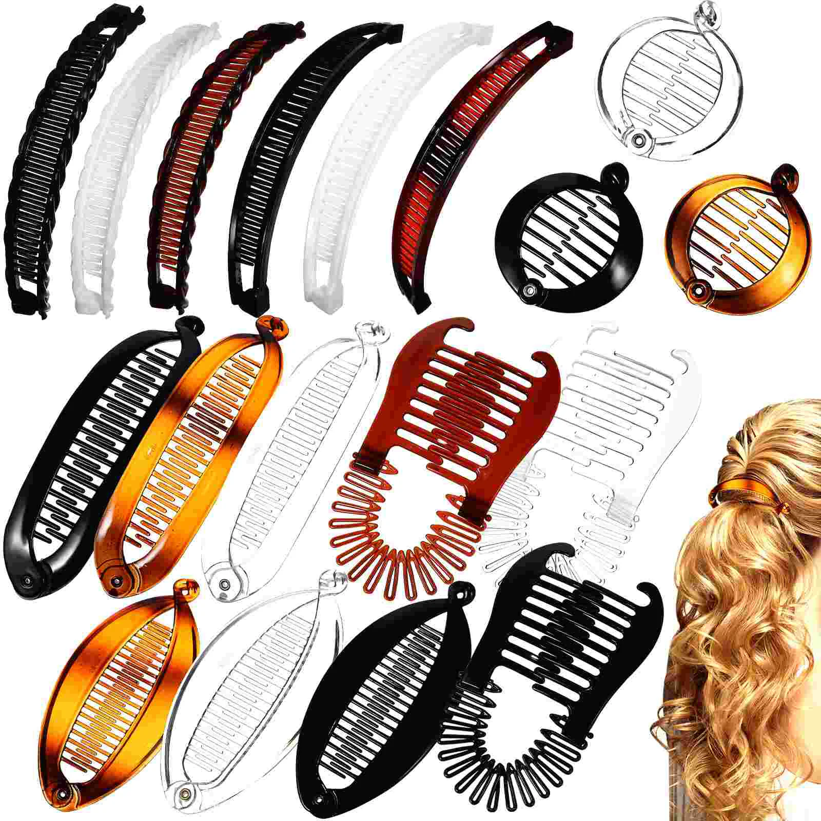 

18 Pcs Suits for Women Banana Comb Hair Pins Clips Set Large Thick De Women's