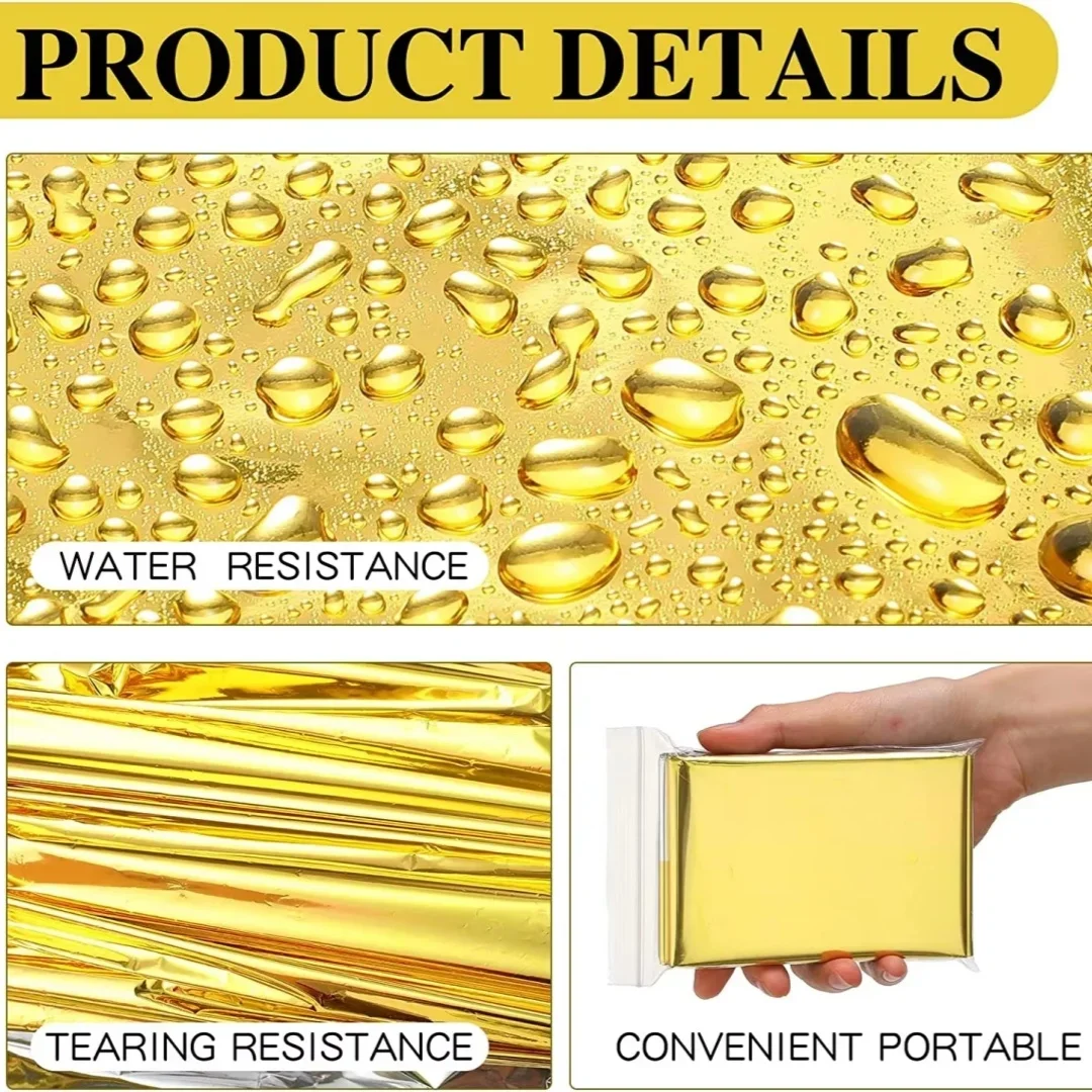 Survival Blanket Outdoor Emergency Gold-Sliver Waterproof Curtain Foil Thermal 130X210Cm
