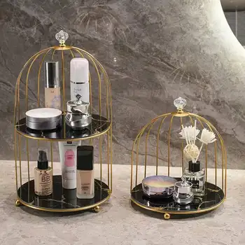 Desktop makeup storage box lipstick perfume shelf perfume shelf birdcage multi-layer