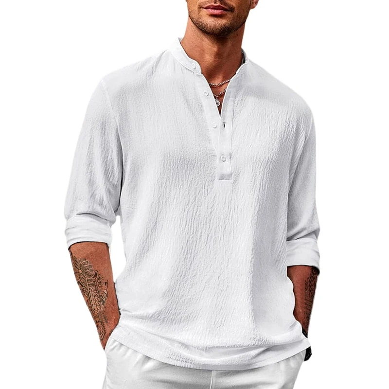 Animal Game Mens Cotton Shirts Luxury Long Casual Henley Shirts Linen Shirts Hawaiian T Shirts for Man Work Lightweight Tops
