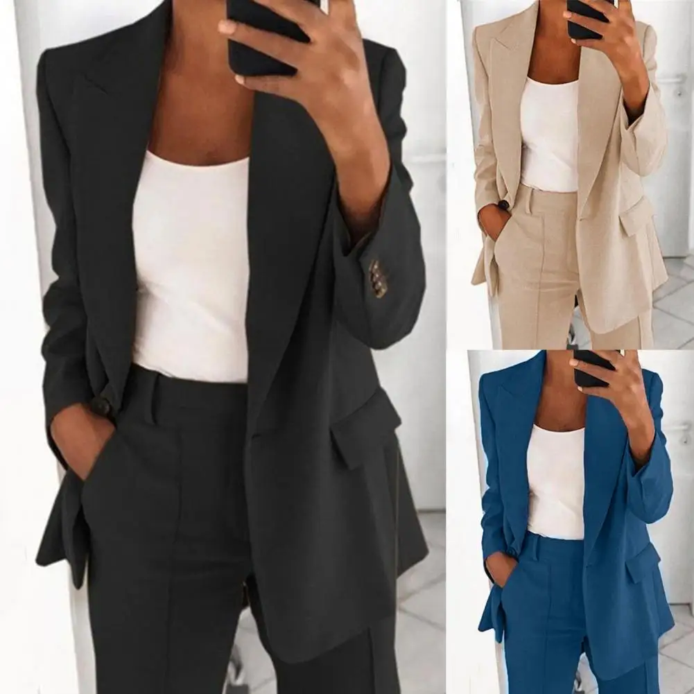 

Suit Jacket Women Cardigan Outwear Outwear Breathable Stylish Solid Color Turndown Collar Suit Jacket