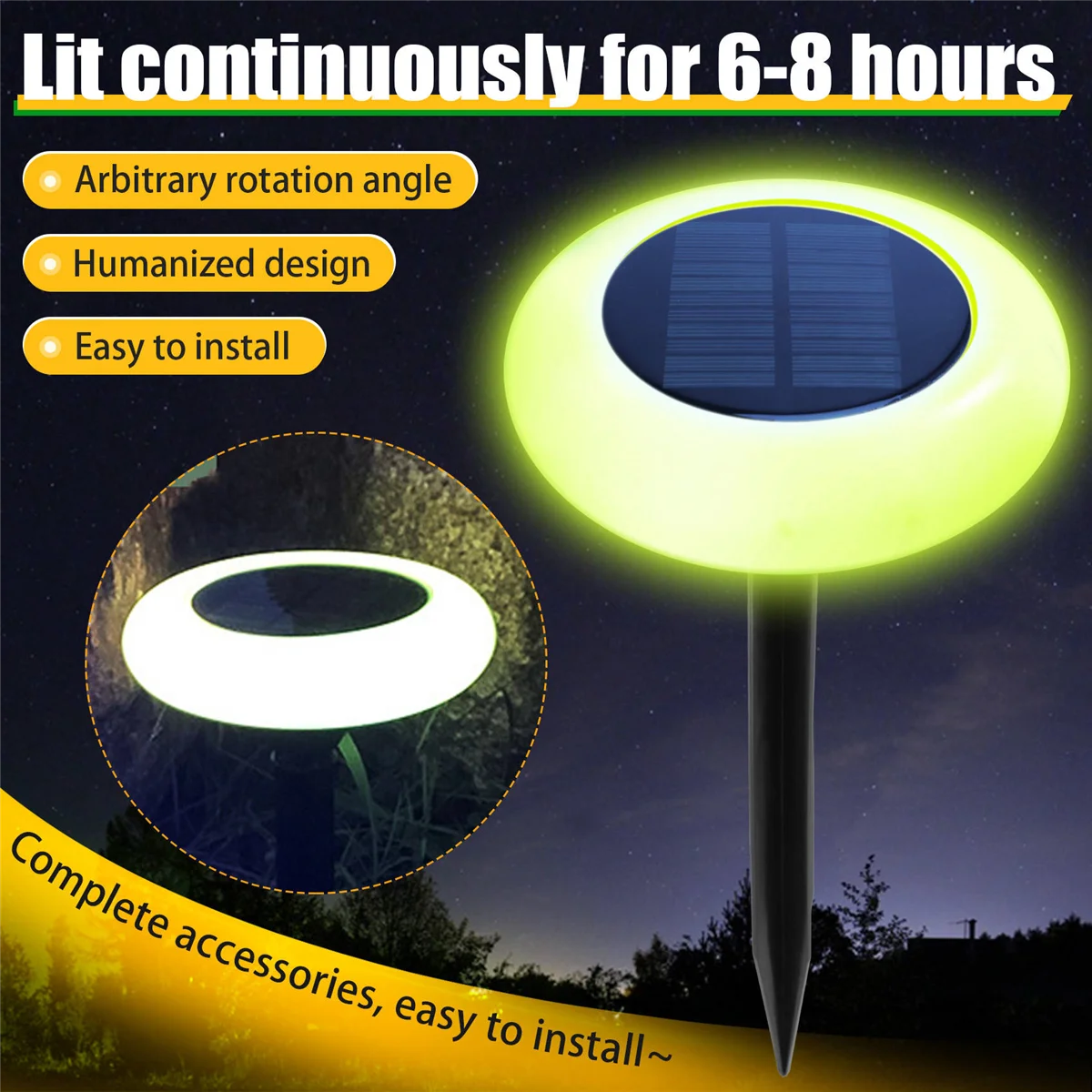 BAAU Solar Outdoor Lights Lights Round Outdoor Landscape Spotlights Garden Decorative Lawn