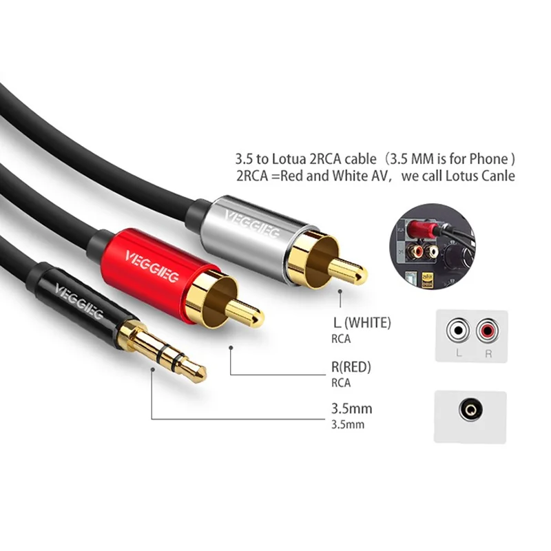 1/1.5/2/3/5M 2RCA  3.5mm   Aux ̺ 3.5mm -2RCA   й, TV PC  DVD Ŀ ڵ
