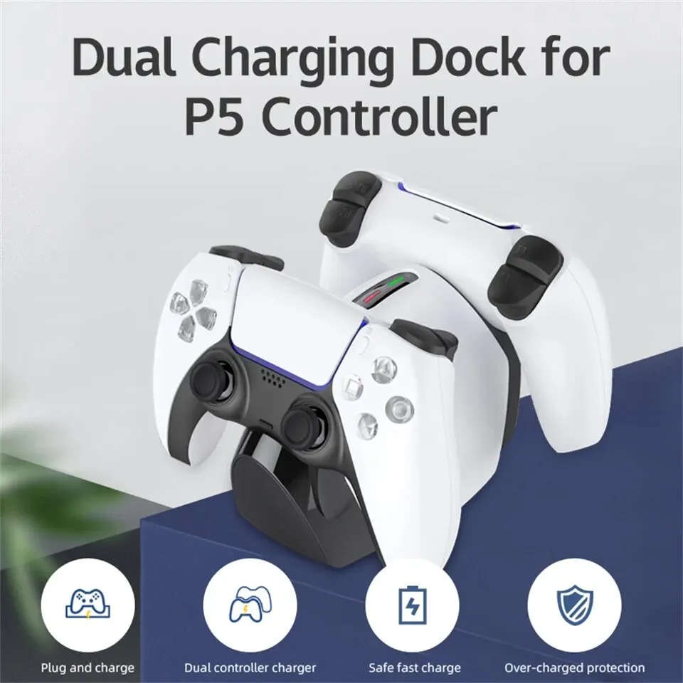 Controller Charging Station For PlayStation 5 Dual Fast Charger LED Indicator Charging Stand Docking Station For PS5 Controller