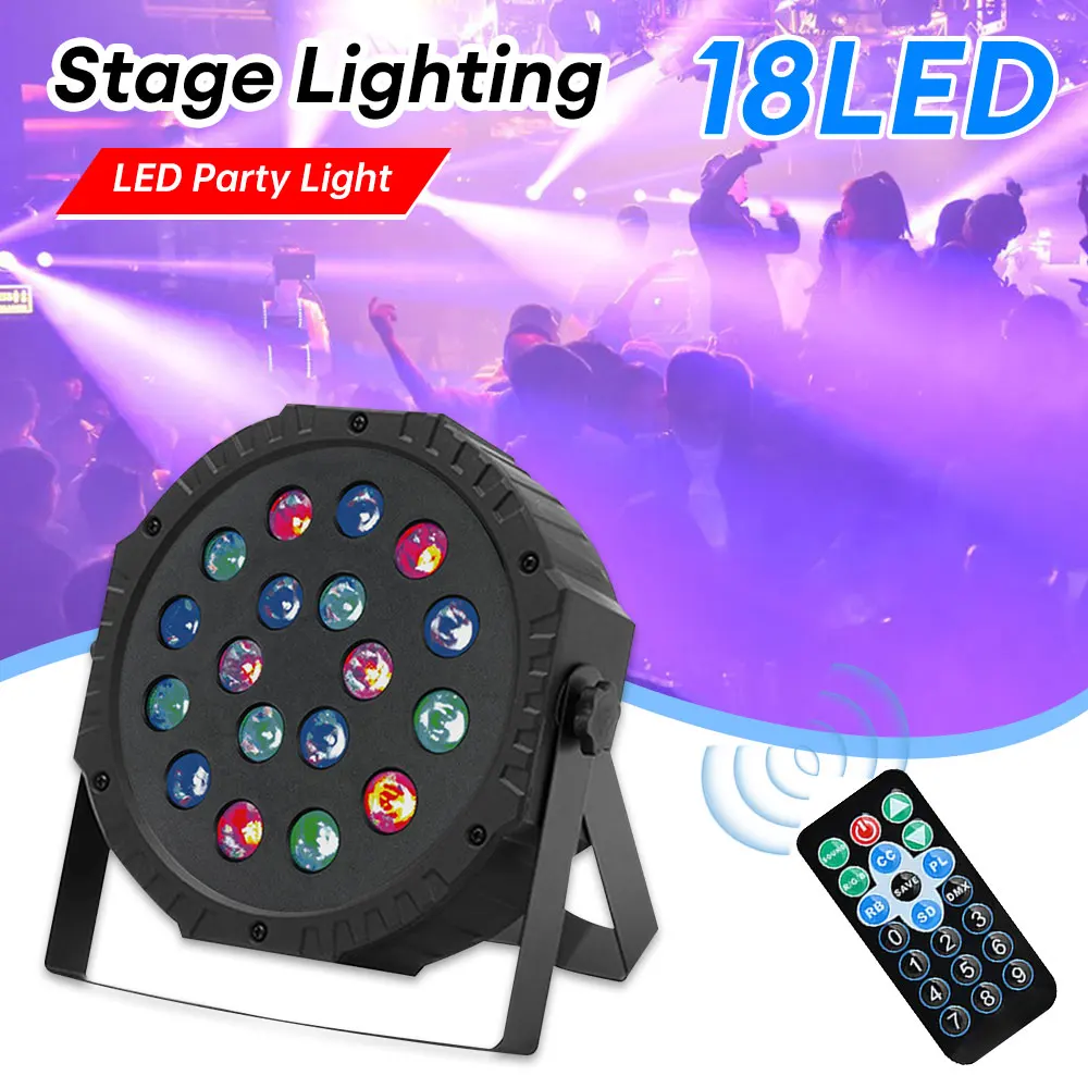 LED Stage Lights RGB DJ Disco Par Light Remote DMX Controlled Sound Activated Auto Play Uplights for Wedding Birthday Christmas