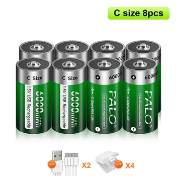 PALO 1.5V C Dimensioni Batteria Ricaricabile USB C Cell 6000mWh Al Litio LR14 Batteria Tipo C Batterie Per RC Macchina Fotografica Drone accessori