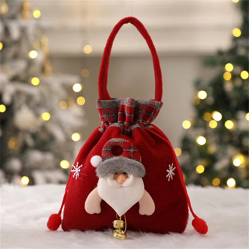 

Christmas Santa Claus Sack Children Xmas Gifts Stocking Bag Exquisite Printed Christmas Candy Storage Portable Handbags Decor