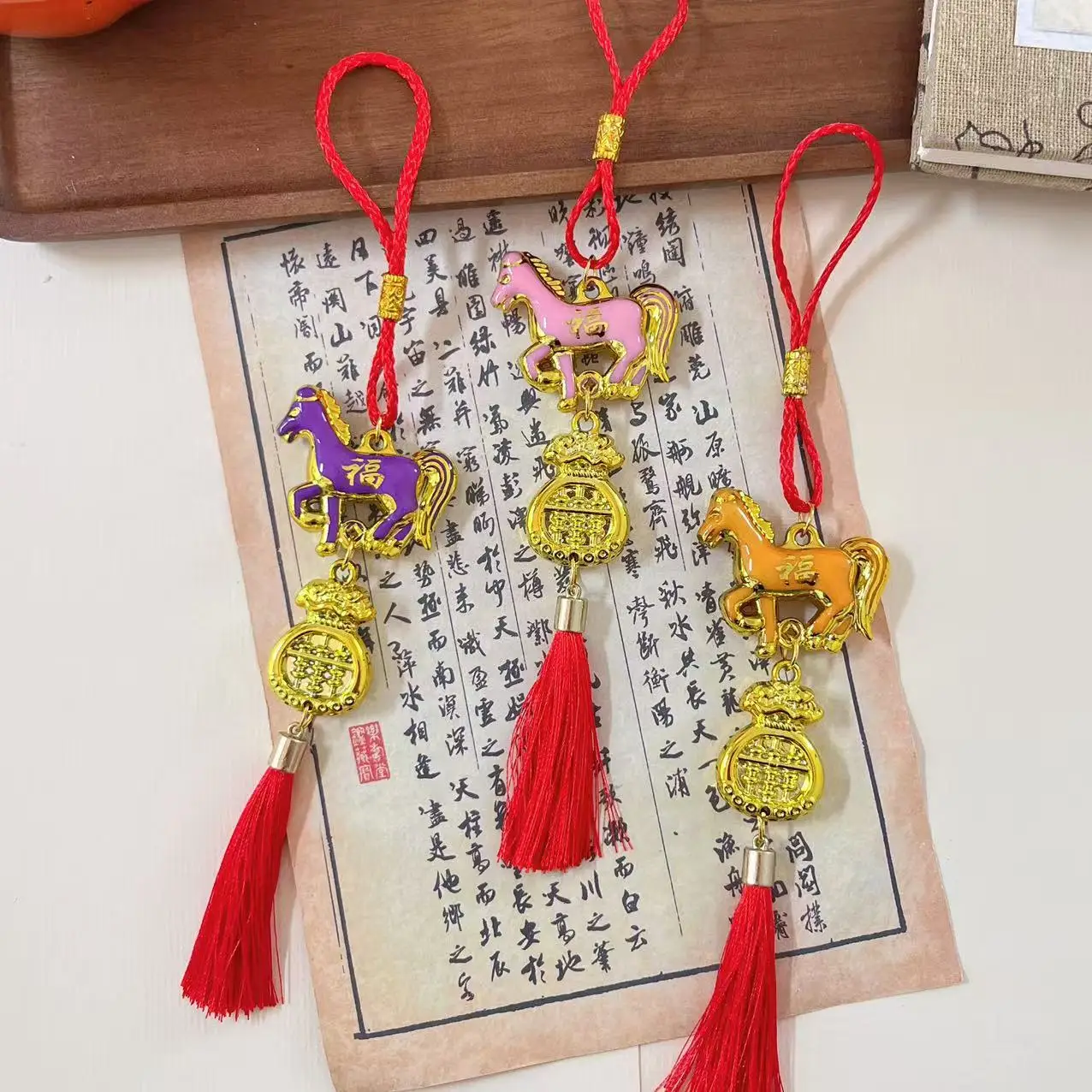 2026 Year Of The Horse Wall Hanging Ornament New Year Lucky Pendant Decoration Accessories Spring Festival Housewarming Gifts