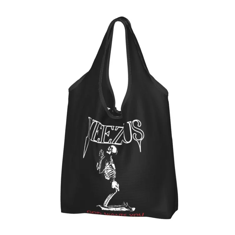 

Kanye West Yeezus Skeleton Grocery Bag Durable Large Reusable Recycle Foldable Heavy Duty Shopping Tote Bag Washable Lightweight