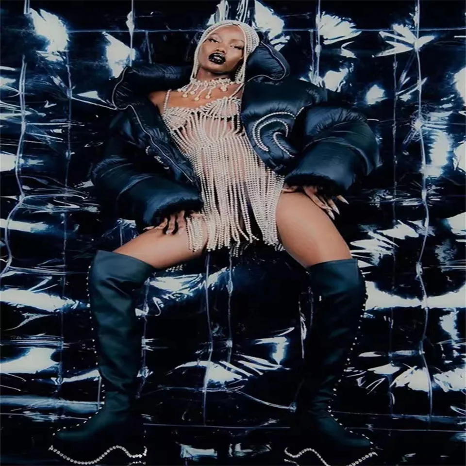 

Sexy women Rhinestone tassel dress suspender body chain bra luxury shiny crystal nightclub sexy dance bikini dress jewelry acces