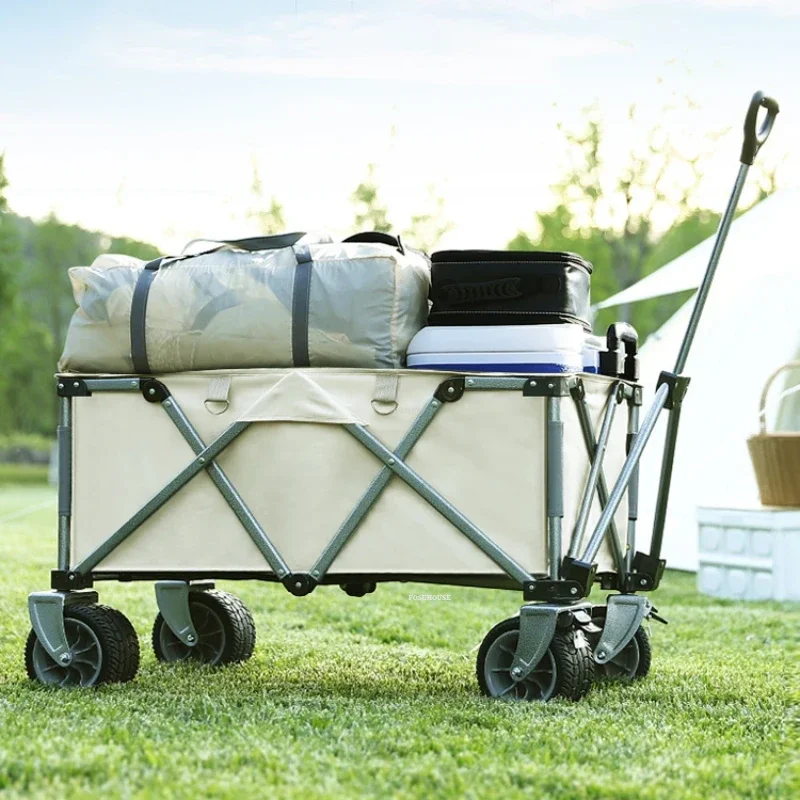 Outdoor Camping Trolley with Wheels European Portable Garden Carts Folding Shopping Cart Leisure Beach Cart Garden Supplies GZ