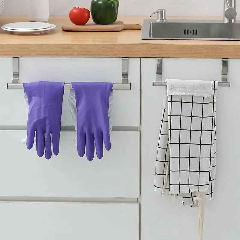 

Towel Rack Over Towel Door Bar Hanging Stainless Steel Bathroom Holder Kitchen Cabinet Towel Rag Rack Adjustable Shelf Hanger
