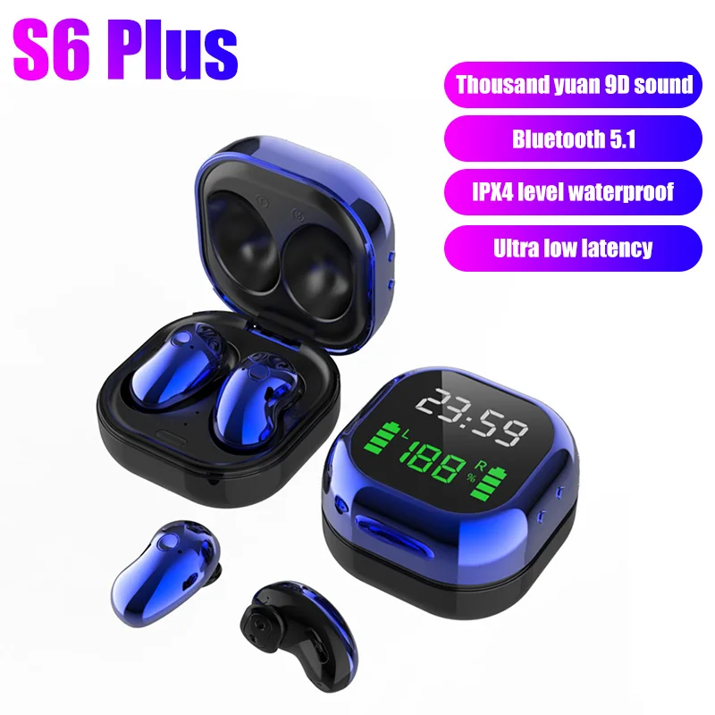 S6 Plus Tws Bluetooth Earphones Music Earpieces Waterproof Sports