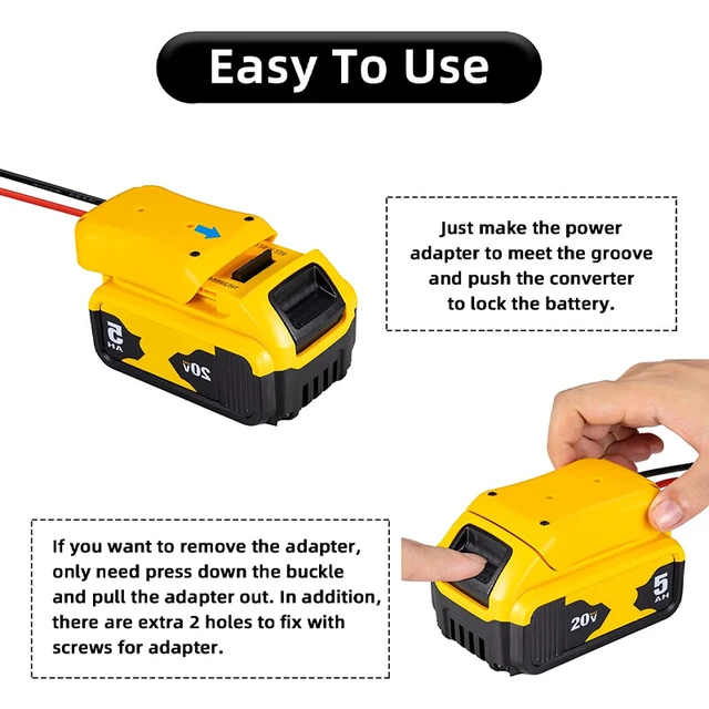 Adaptador de batería Conector de alimentación DIY para batería DeWalt  18V/20V