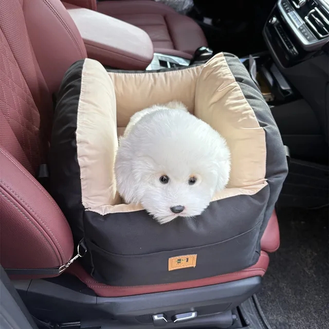 Dog Car SUV Seat Puppy Bed with Adjustable Fixed Strap Non-Slip Bottom Dog Seat for Dog Cat Traveling Carry Supplies Washable 2