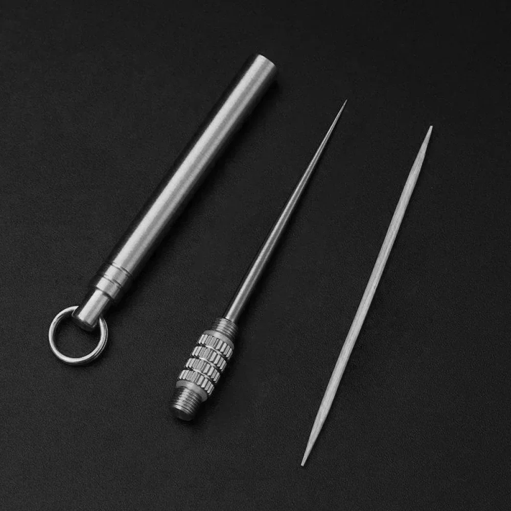 Description Picture 4 of itemMultifunction Metal Toothpick Travel Toothpick Portable Stainless Steel Fruit Fork Tooth Cleaning Accessory With Holder