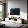 Solid Wood TV Stand| 70.87" Modern Entertainment Center with Storage|Walnut and White Media Console Fully-Assembled Open 1