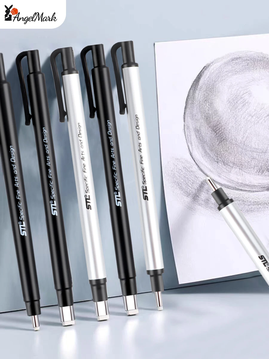 AngelMark Eraser Retractable Automatic Pencil Rubber High Precision Pencil Eraser Correction Tools School Office Stationery 2