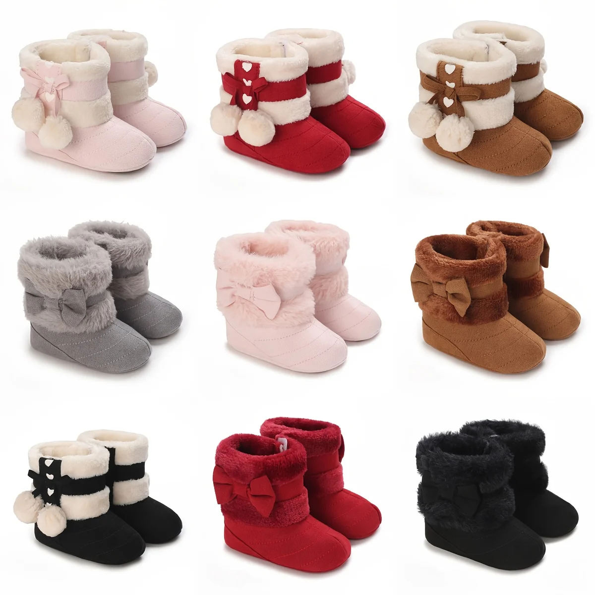 Babyschuhe mit weichen Sohlen für Wärme 0–12 Monate alte Babys, Baumwoll-Wintersocken und Schuhe mit Fleece, bevor Sie zu laufen lernen