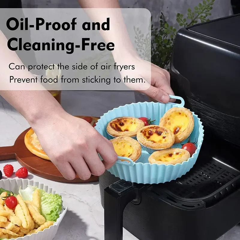 Silicone Air Fryer Liners Pot Basket Bowl Reusable Baking Tray Oven Accessories Kitchen Gadgets 7.5 Inches 6 Inches