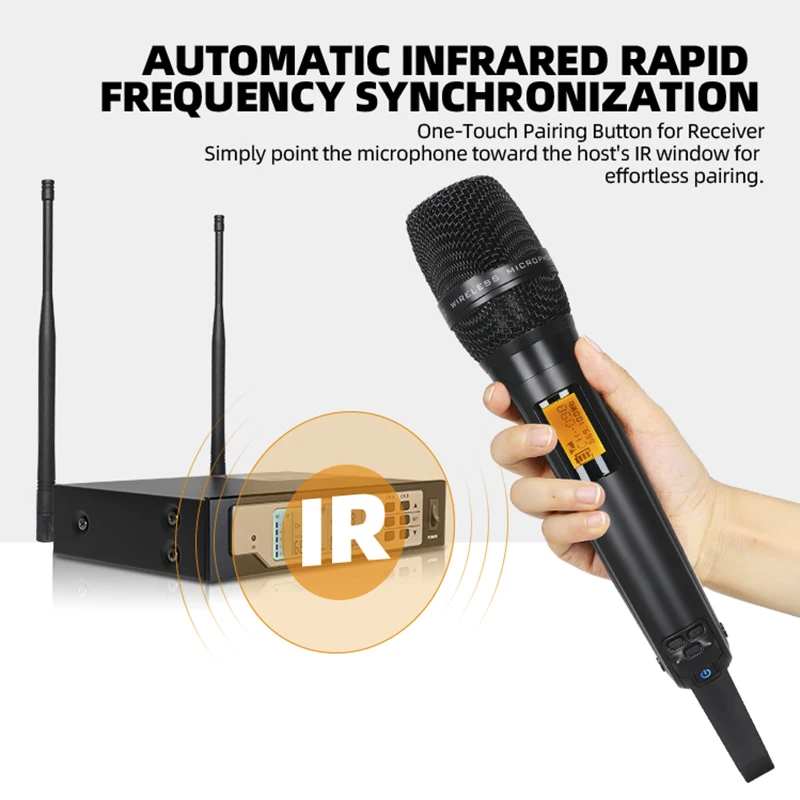 Professional wireless microphone SKM9000 2 channel UHF metal handheld stage performance karaoke singing microphone