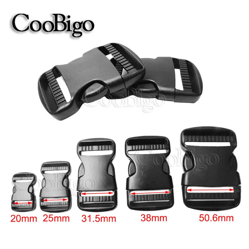 Pack De 10 Hebillas De Plástico Ajustables Para Mochilas Tácticas - 25 Mm, Color Negro, Tipo Leva