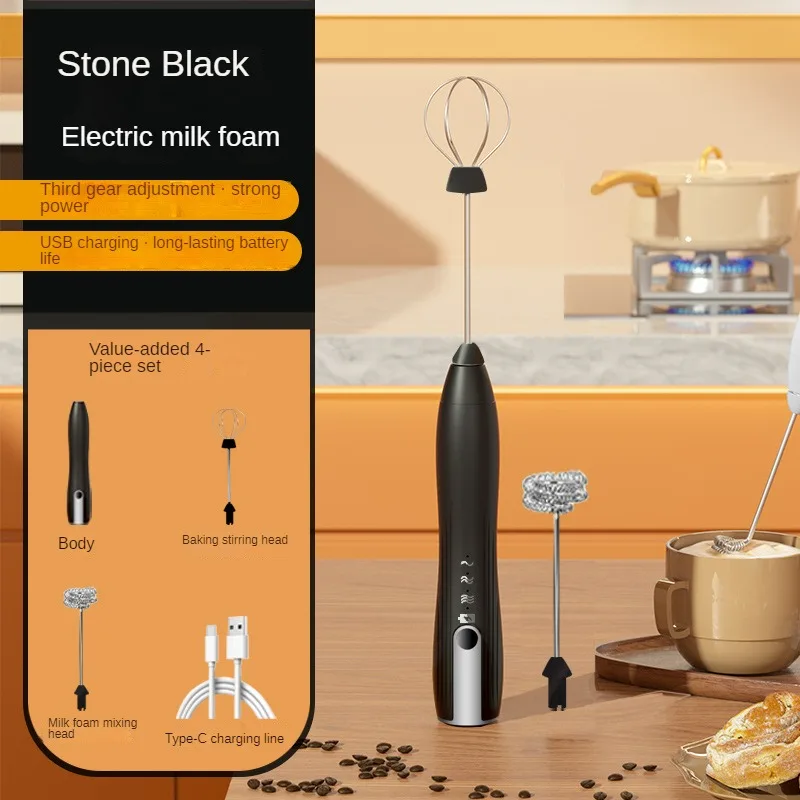 Portable Rechargeable Electric Milk Frother Foam Maker Handheld Foamer High Speeds Whisk Cappuccino Mixer Coffee Wand whisk 4