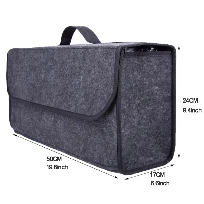 Gray Anti Slip Compartment Boot Storage Organizer Tool Car Storage Bag Car Trunk Organizer Soft Felt Box Accessories