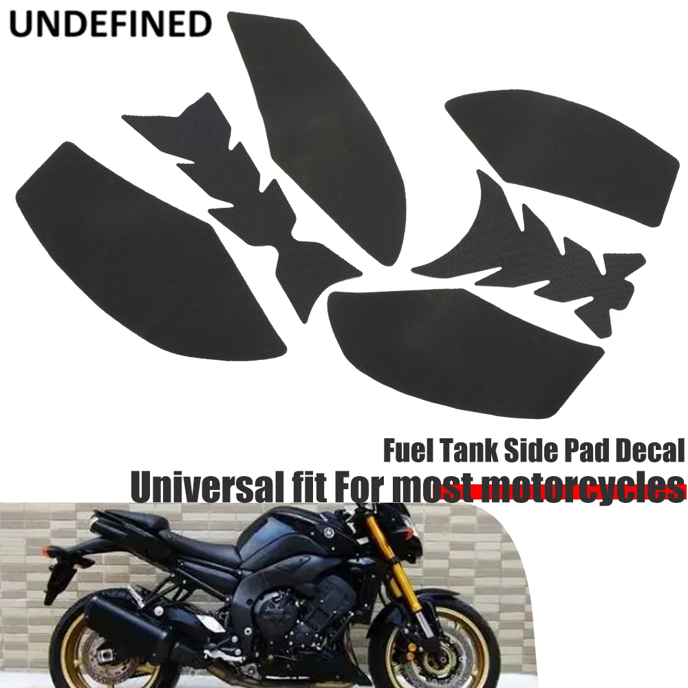 For Honda Harley BMW Yamaha YZ Moto Stickers Fuel Tank Traction Pad Side Gas Knee Grip Protector Decal Sticker Black Motorcycle
