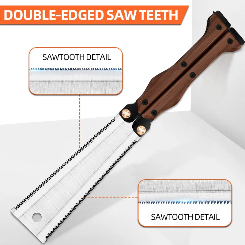 5.9 Inch Folding Pull Saw Japanese Woodworking Double Edges for Wet and Dry Wood Flush Cut folding saw hand saw