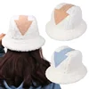 Women Appa Bucket Hat Lamb Wool Hat Winter Warm Fishing Caps Faux Fur Arrow Symbol Printed Bucket Hat for Men Tide Flat Top Hats 3