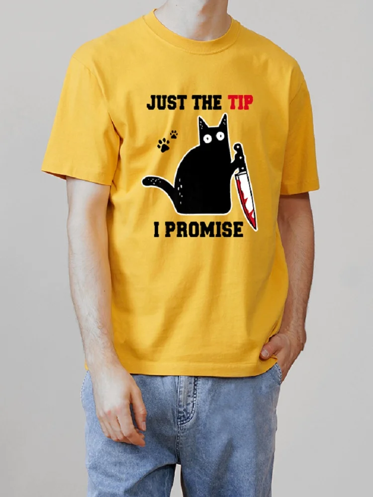 

Футболка мужская короткая свободного покроя, винтажная Модная рубашка с коротким рукавом, с надписью «Just The Tip I Promise», черный цвет, 3XL, на лето