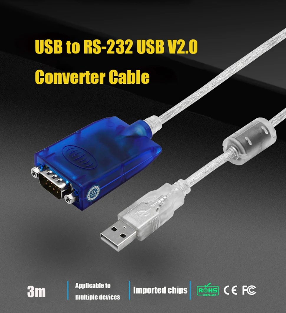 UOTEK 3M USB to RS232 Converter DB9 USB2.0 RS-232 Conversion Cable Serial Connector COM Adapter with Imported Chip UT-880J