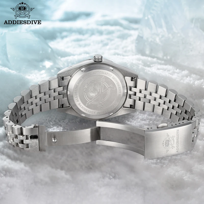 ADDIESDIVE Top Brand Men's Watch 39mm Automatic Watch New 100m Diving Bubber Mirror Glacier Dial Steel Luminous Mechanical Watch