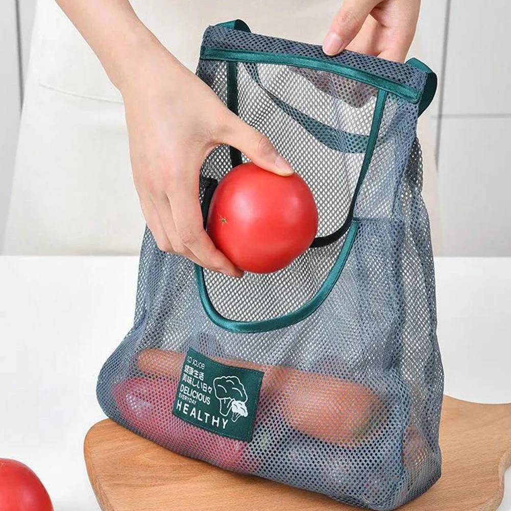 10PCS Kitchen Organizer Reusable Mesh String Organizer Bag Washable Eco Friendly Hollow Net Portable for Garlic Potatoes Onion