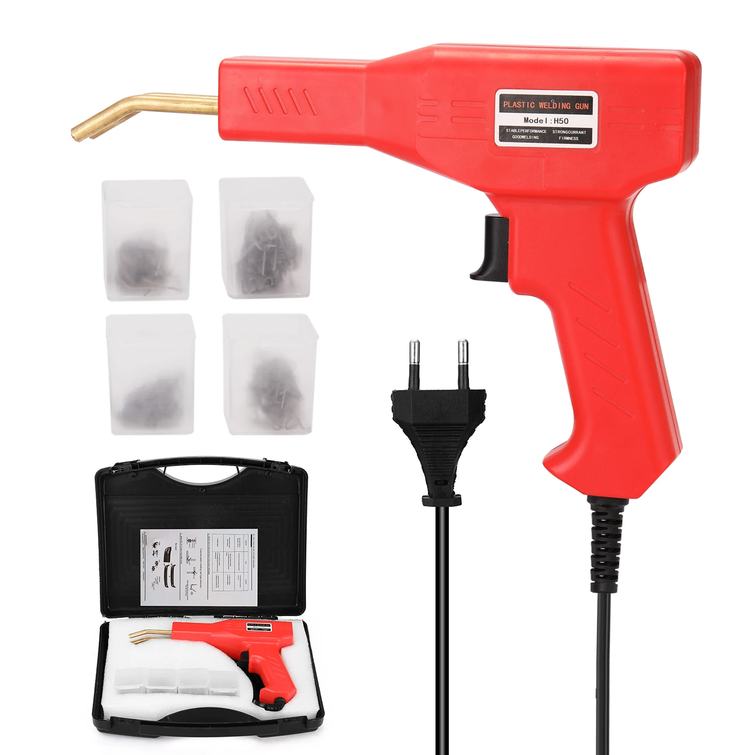 100W Hot Stapler Plastics Welding Machine Car Bumper Panel Crack Repairs Kit Thermal Cutting Welder Gun Repairing Tool Set plastic welder stapler Welding Equipment