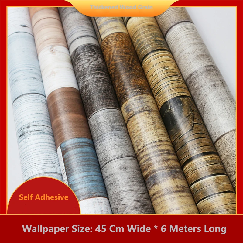 Thickened Retro Self-adhesive Wallpaper Simulation Wood Wall Decoration Sticker 3D Matte Embossed Home Decoration Wallpapaer