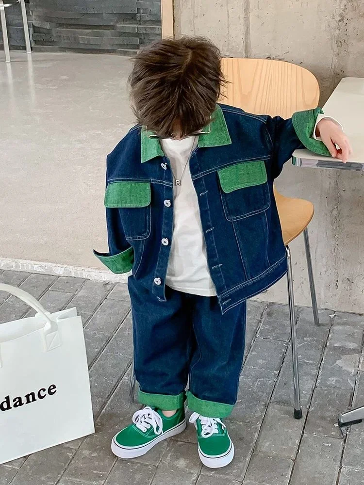 

Boys' Denim Set 2023 Spring New Men's Treasure Baby boys clothing sets Clothing pants jeans young children