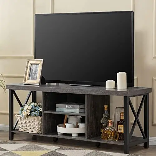 

Stand for TV up to 55 Inches, TV Cabinet with Open Storage, TV Console Unit with Shelving for Living Room, Entertainment Room, I
