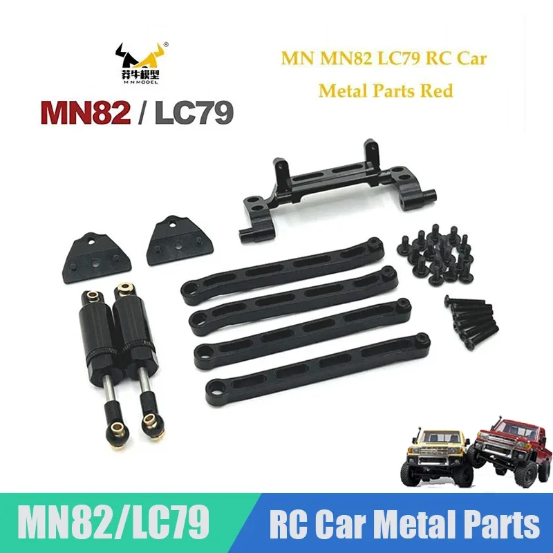 블랙 메탈 업그레이드 완충기 드라이브 샤프트 스티어링 기어 서보 타이어 휠 허브, MN MN82 LC79 RC 자동차 부품