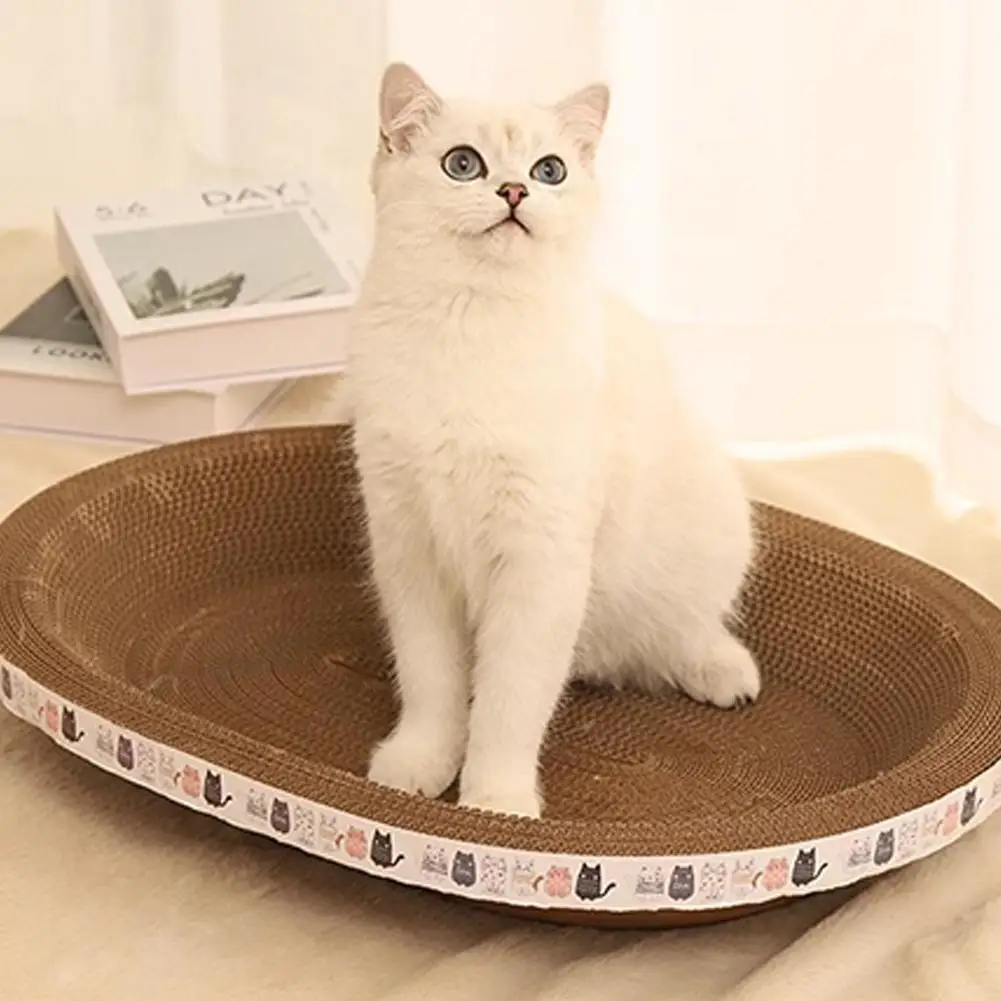 Corrugated Cat Scratcher Bed Board Scrapers Round Oval Grinding Claw Toys for Cats Wear-Resistant Scratching Nest Accessories