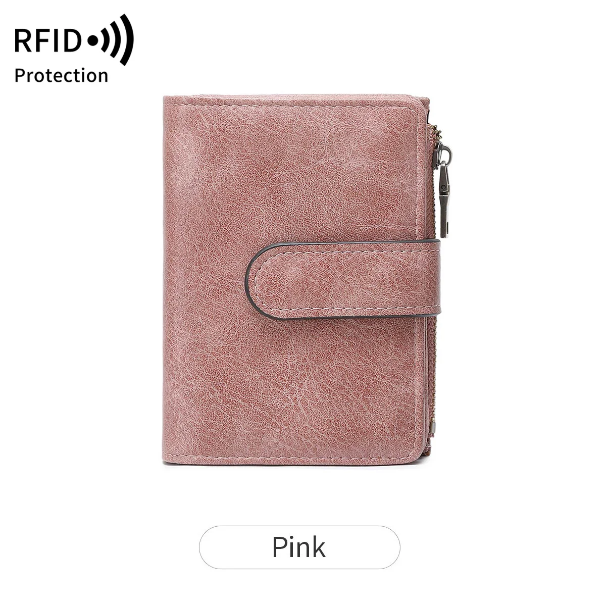 Vintage-Inspired RFID-Blocking Women's Wallet - Elegant Trifold Coin Purse with Zipper, Compact Organizer
