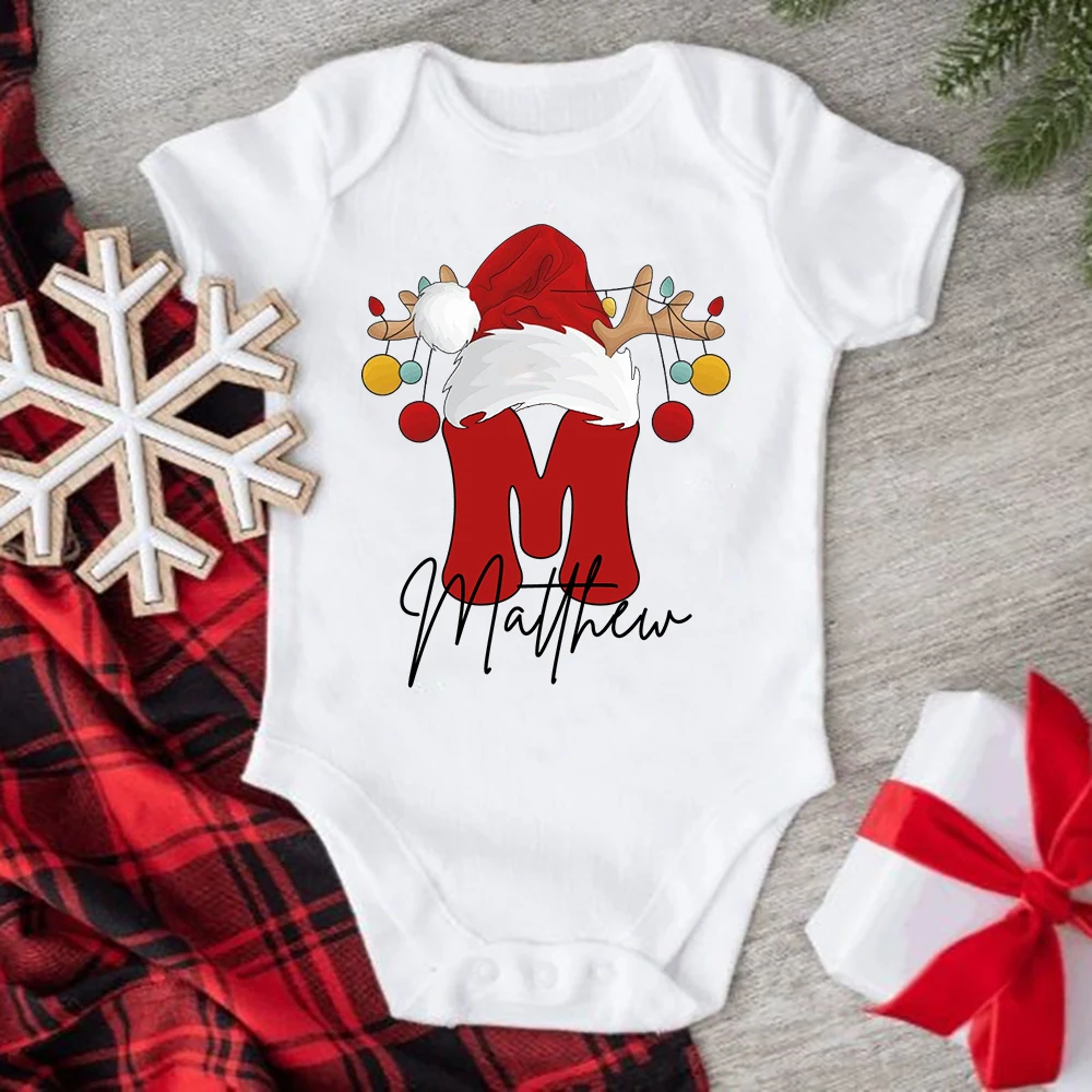 Personalized Christmas Family Matching Outfit Letter with Name T-shirt Mom Dad Daughter Son Clothes Shirts Baby Bodysuit Romper 6