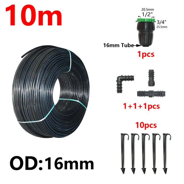 16 Mm -Es Pe -Cső 5/8 "Műanyag Vízcső Fekete Kert Öntözés Üvegházhatású Öntöző Tömlő Farm Dn16 Elosztó Csövek - Image 2