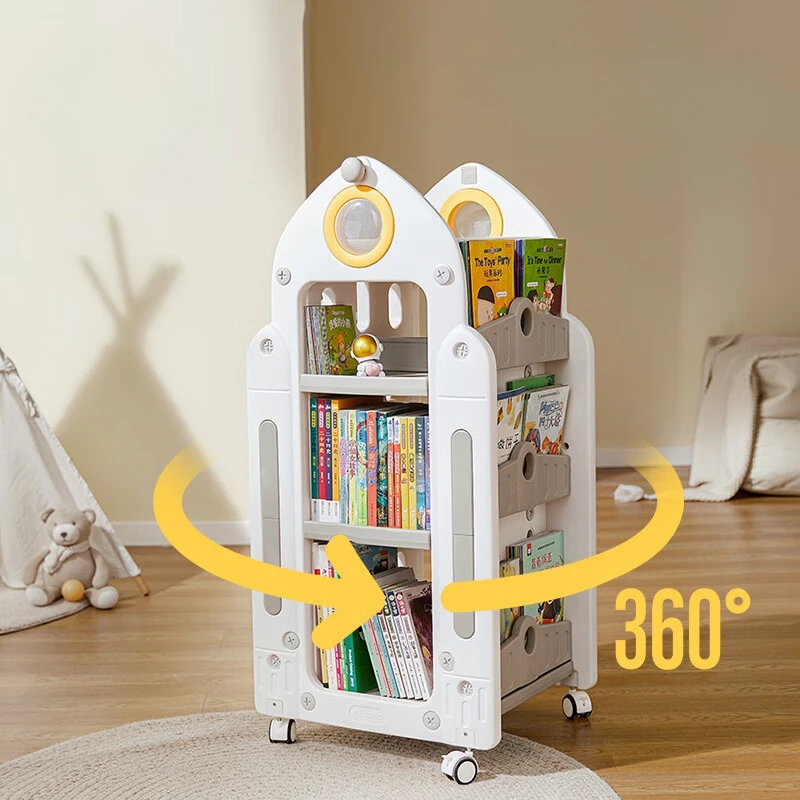 Children Bookshelf Rotating Children's Shelf Shelfs Book Toy Organizer Bookshelf Bookcase Child Storage Shelves Kids Furniture