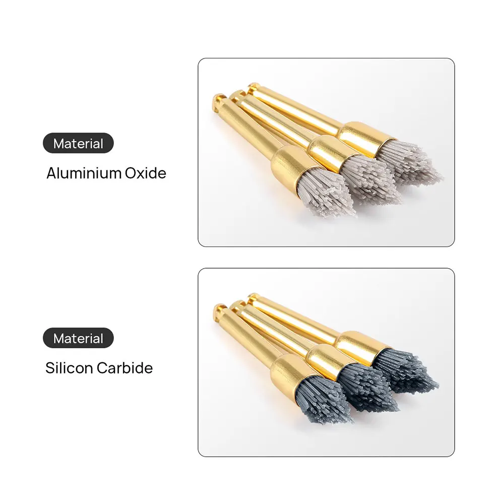10 Stück AZDENT Dental-Polierbürsten aus Aluminiumoxid und Siliziumkarbid, Flache Scharfe Schalenform, Prophylaxe-Polierer für Winkelstücke – Detail 1